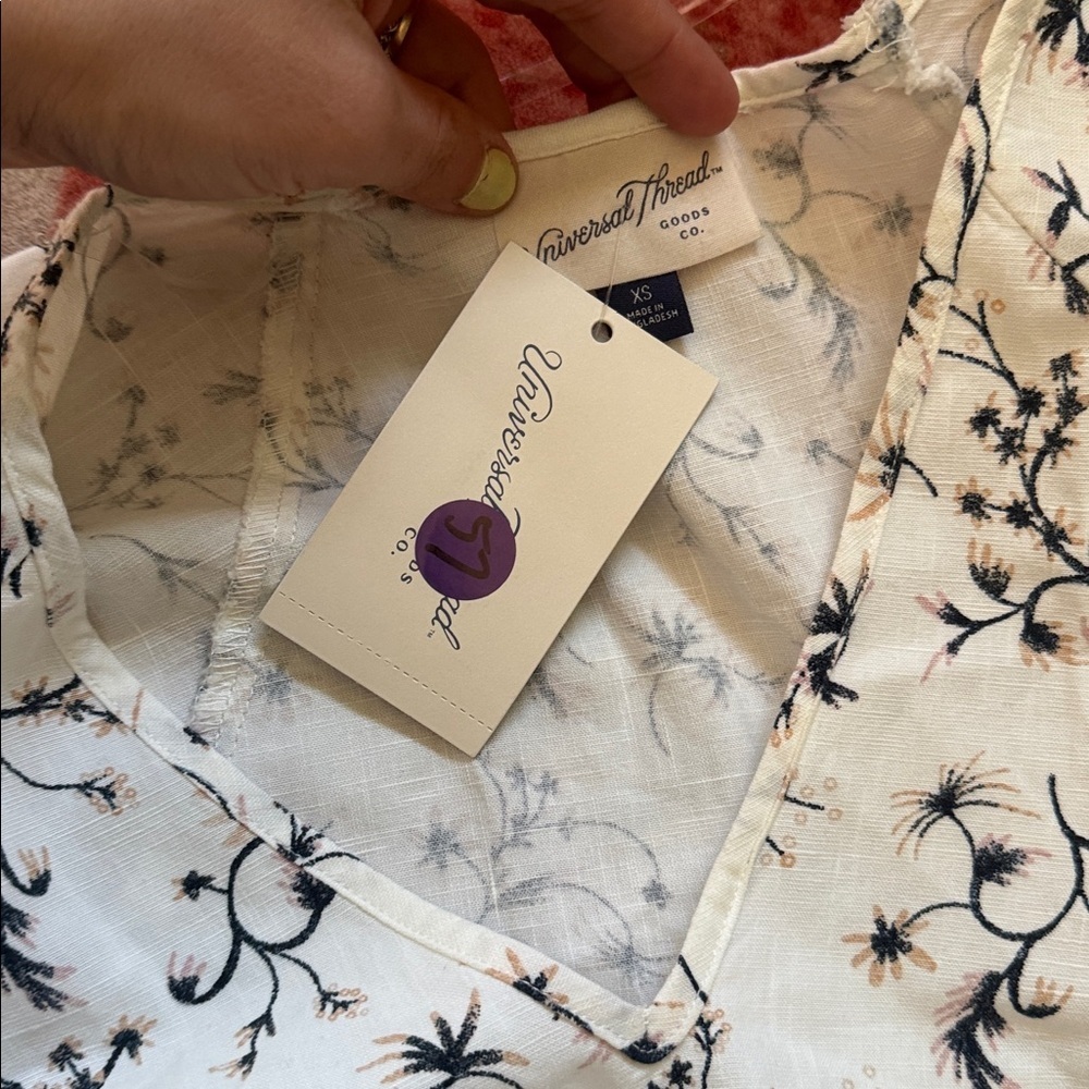 Universal Thread Floral Print V Neck Short Sleeve Tiered Mini Dress Size XS NWT - Picture 3 of 4